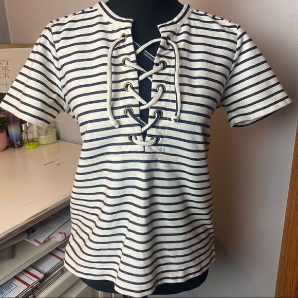 Madewell Striped Lace-Up Top   - Picture 2 of 10